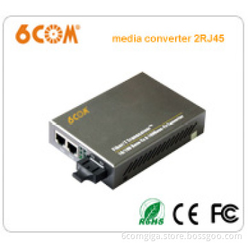 10/100m Double Fiber Single Mode 2km 2-RJ45 Optical Media Converter